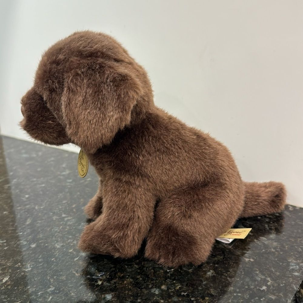 MIYONI TOTS CHOCOLATE LAB PLUSH PUPPY DOG AURORA 9” WITH NECK TAG BROWN TOY - Picture 3 of 9